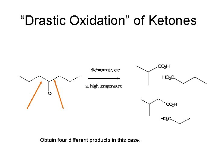 “Drastic Oxidation” of Ketones Obtain four different products in this case. 