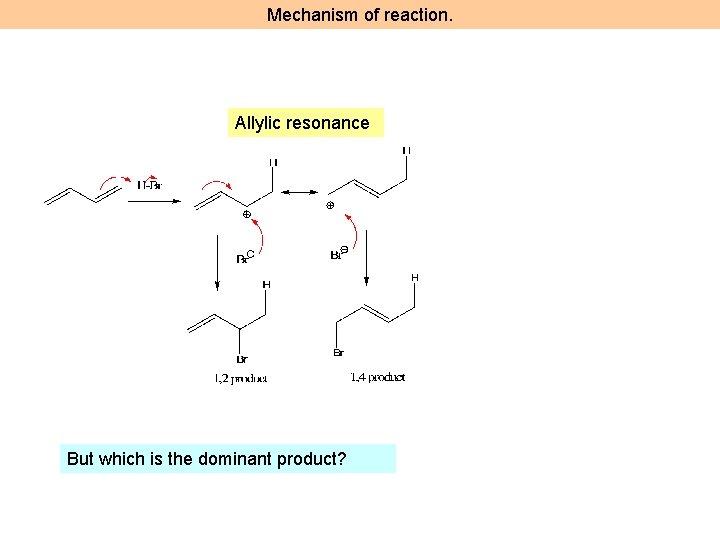 Mechanism of reaction. Allylic resonance But which is the dominant product? 