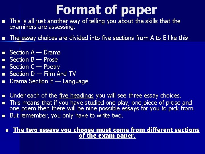 Format of paper n This is all just another way of telling you about