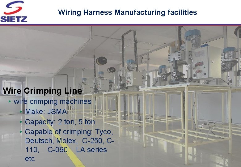 Wiring Harness Manufacturing facilities Wire Crimping Line • wire crimping machines • Make: JSMA Wiring Harness Manufacturing facilities Wire Crimping Line • wire crimping machines • Make: JSMA