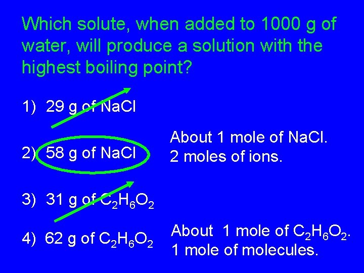 Which solute, when added to 1000 g of water, will produce a solution with