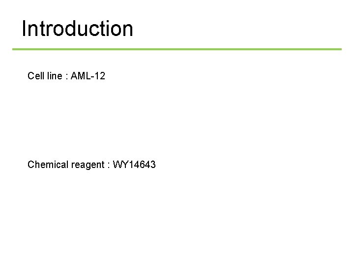 Introduction Cell line : AML-12 Chemical reagent : WY 14643 
