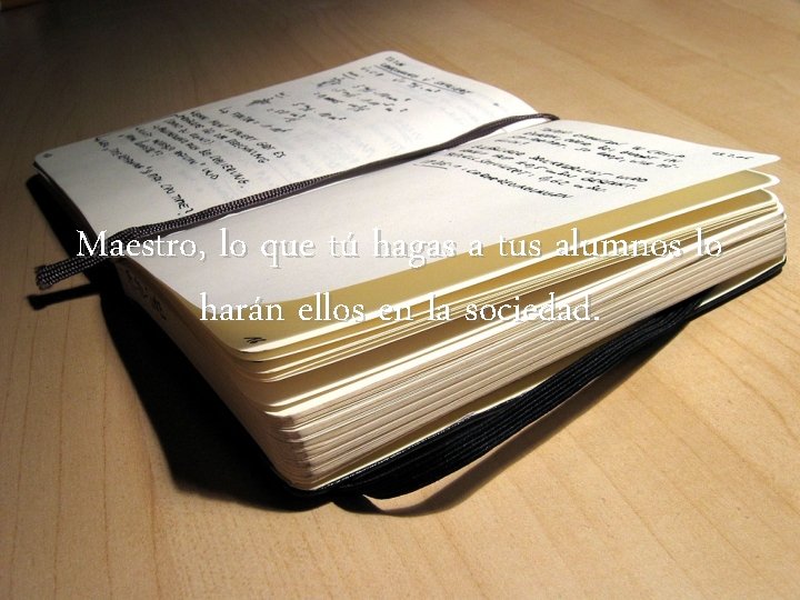 Maestro, lo que tú hagas a tus alumnos lo harán ellos en la sociedad.