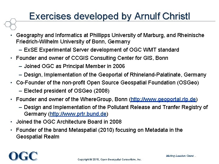 Exercises developed by Arnulf Christl • Geography and Informatics at Phillipps University of Marburg,