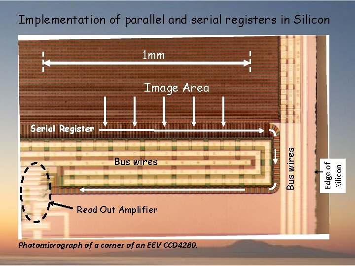 Implementation of parallel and serial registers in Silicon 1 mm Image Area Read Out