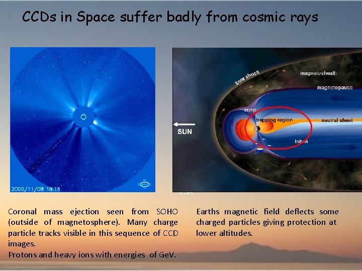CCDs in Space suffer badly from cosmic rays ESA Coronal mass ejection seen from