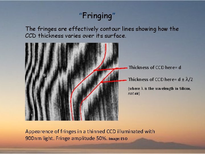 “Fringing” The fringes are effectively contour lines showing how the CCD thickness varies over