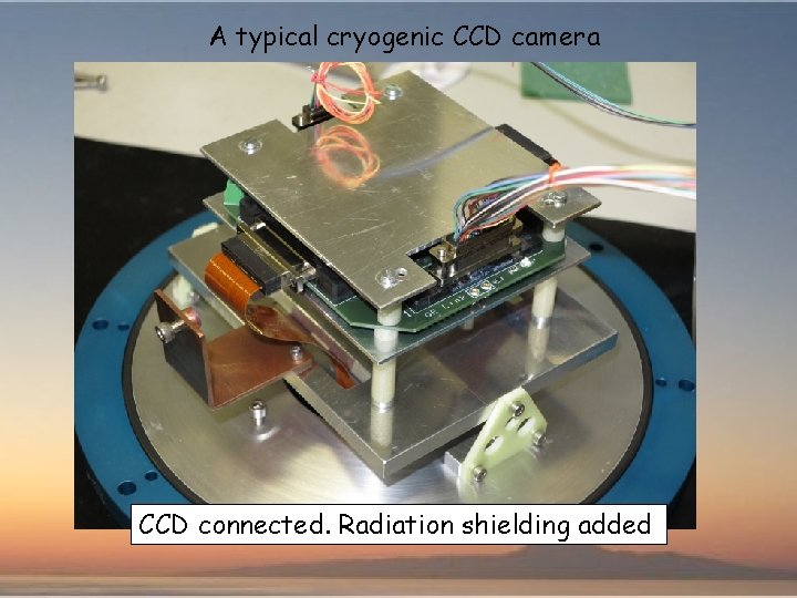 A typical cryogenic CCD camera CCD connected. Radiation shielding added 