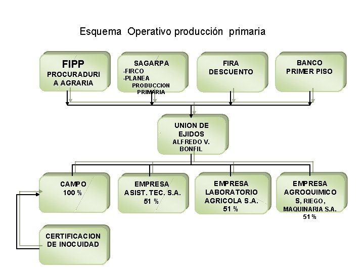 Esquema Operativo producción primaria FIPP PROCURADURI A AGRARIA SAGARPA FIRA DESCUENTO -FIRCO -PLANEA BANCO