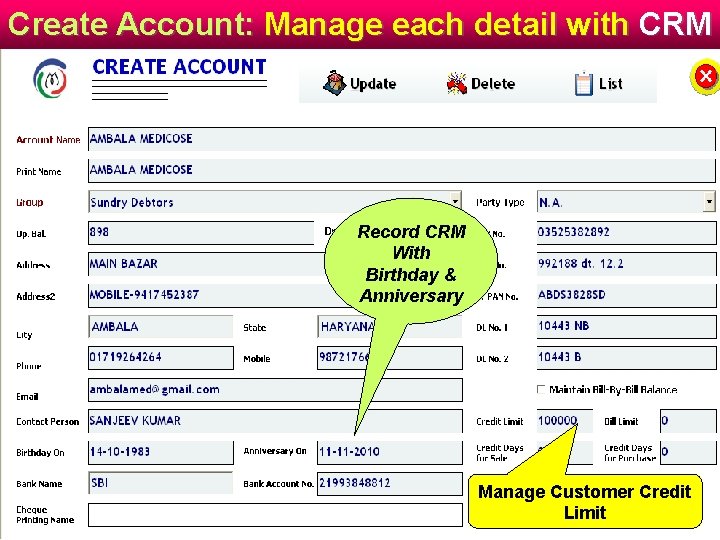 Create Account: Manage each detail with CRM Record CRM With Birthday & Anniversary Manage