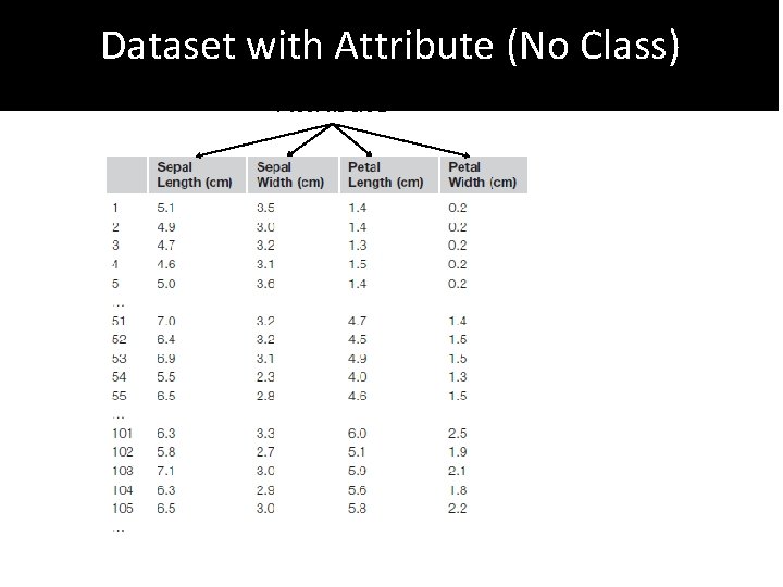 Dataset with Attribute (No Class) Attribute 