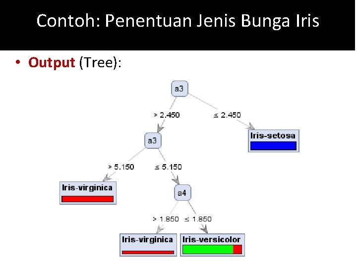 Contoh: Penentuan Jenis Bunga Iris • Output (Tree): 