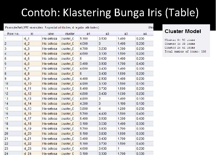 Contoh: Klastering Bunga Iris (Table) 