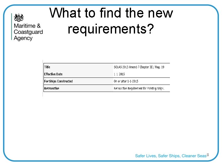 What to find the new requirements? 8 