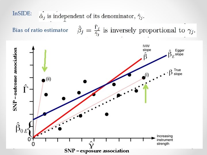 In. SIDE: SNP – outcome association Bias of ratio estimator SNP – exposure association