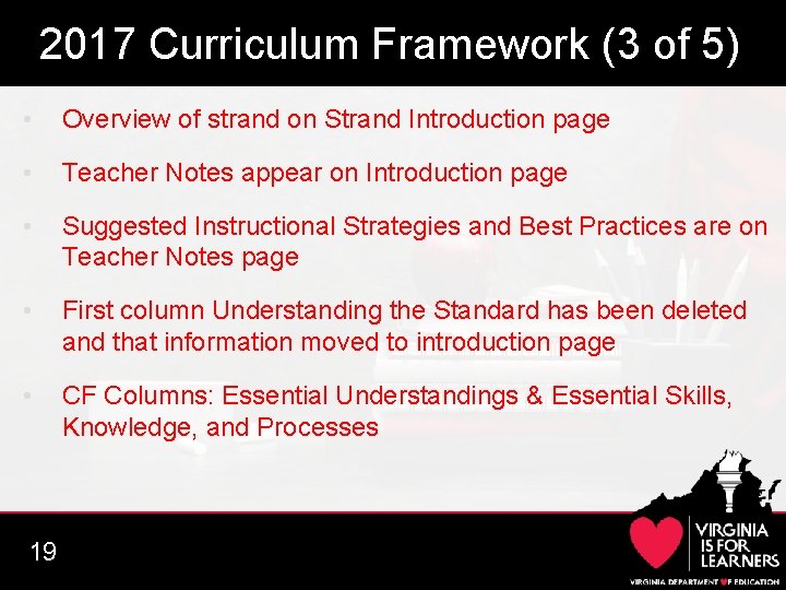 2017 Curriculum Framework (3 of 5) • Overview of strand on Strand Introduction page