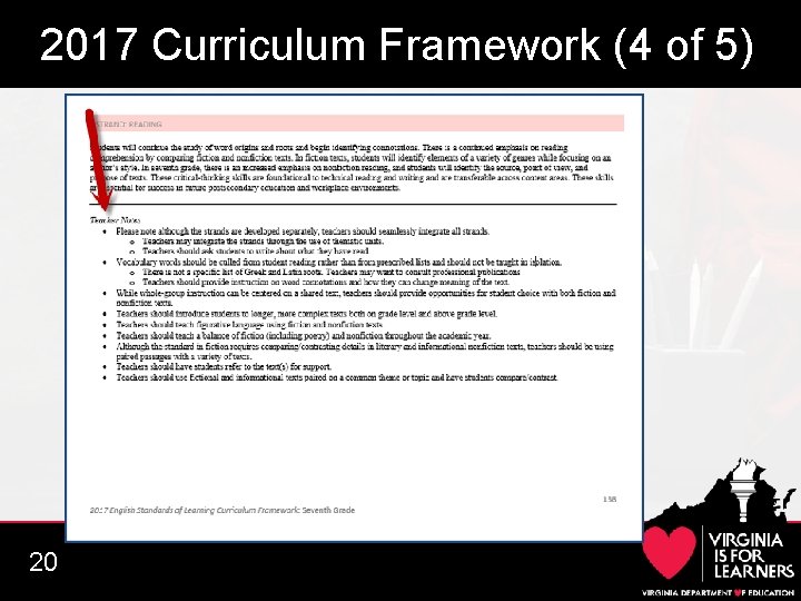 2017 Curriculum Framework (4 of 5) 20 