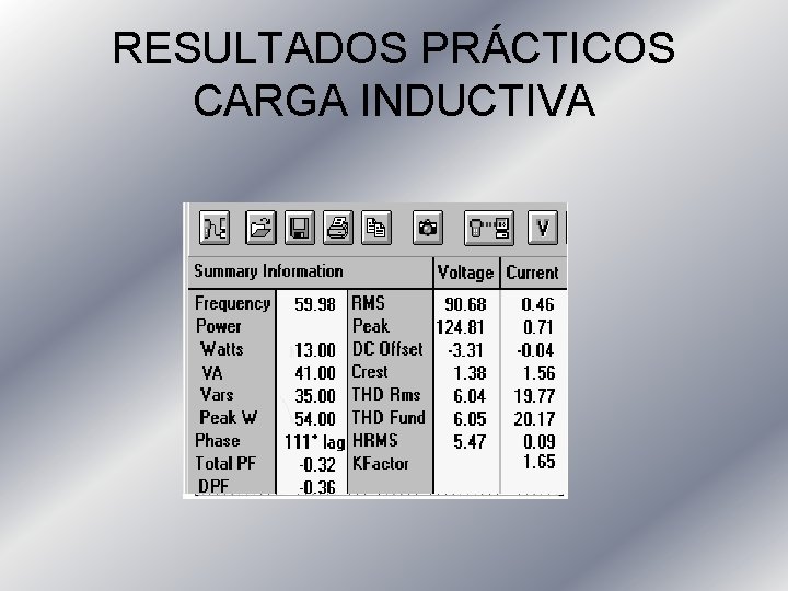 RESULTADOS PRÁCTICOS CARGA INDUCTIVA 