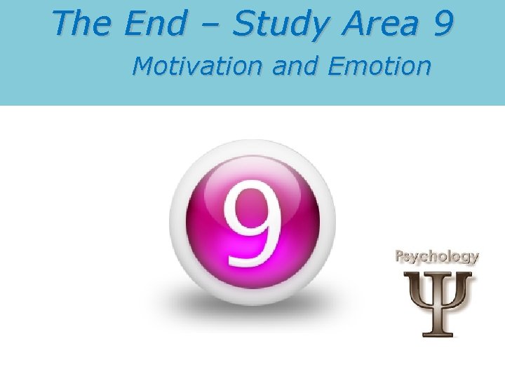 The End – Study Area 9 Motivation and Emotion 