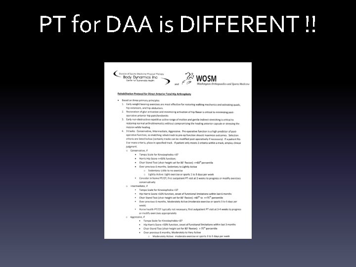 PT for DAA is DIFFERENT !! PT for DAA is DIFFERENT !!