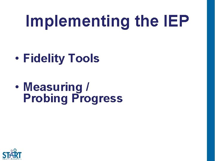 Implementing the IEP • Fidelity Tools • Measuring / Probing Progress 