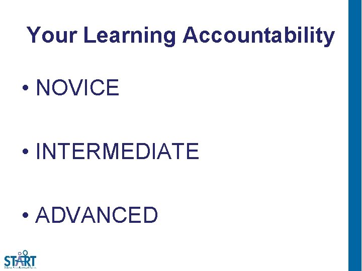 Your Learning Accountability • NOVICE • INTERMEDIATE • ADVANCED 