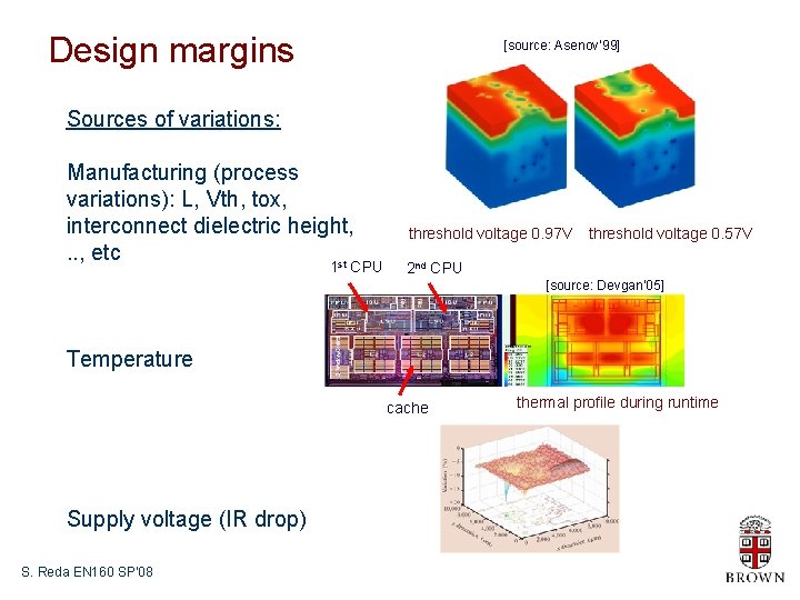 Design margins [source: Asenov’ 99] Sources of variations: Manufacturing (process variations): L, Vth, tox,