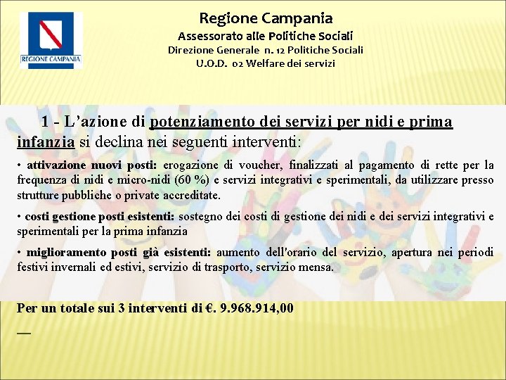 Regione Campania Assessorato alle Politiche Sociali Direzione Generale n. 12 Politiche Sociali U. O.