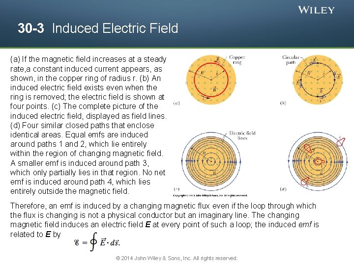 30 -3 Induced Electric Field (a) If the magnetic field increases at a steady