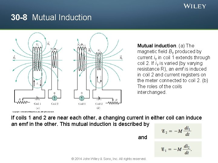 30 -8 Mutual Induction Mutual induction. (a) The magnetic field B 1 produced by