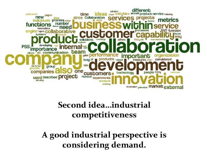 Second idea…industrial competitiveness A good industrial perspective is considering demand. 