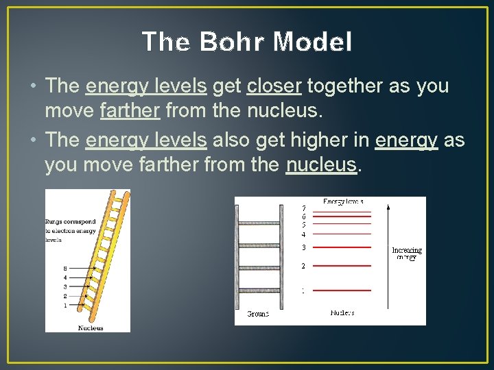 The Bohr Model • The energy levels get closer together as you move farther