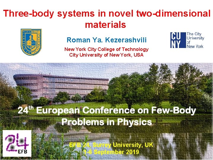  Three-body systems in novel two-dimensional materials Roman Ya. Kezerashvili New York City College