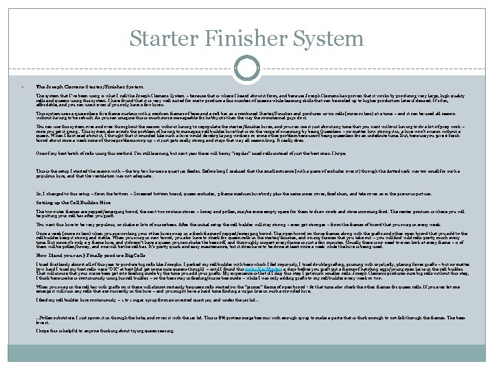 Starter Finisher System ● The Joseph Clemens Starter/Finisher System The system that I’ve been Starter Finisher System ● The Joseph Clemens Starter/Finisher System The system that I’ve been