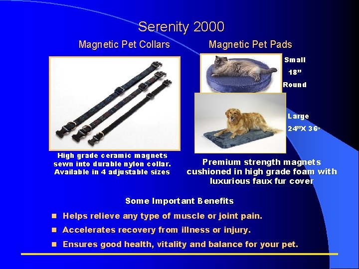 Serenity 2000 Magnetic Pet Collars Magnetic Pet Pads Small 18” Round Large 24”X 36”