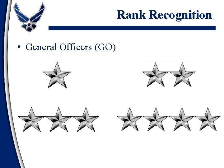 Rank Recognition • General Officers (GO) 