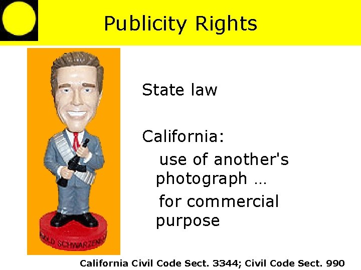 Publicity Rights State law California: use of another's photograph … for commercial purpose California