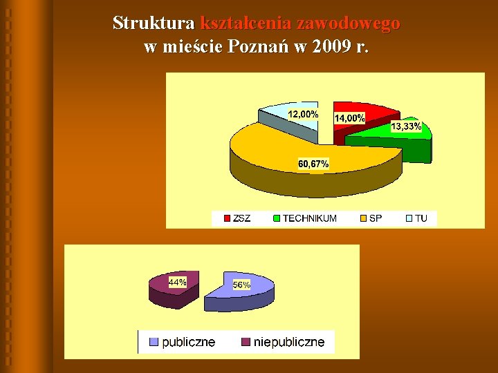 Struktura kształcenia zawodowego w mieście Poznań w 2009 r. 