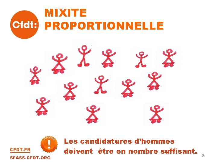 MIXITE PROPORTIONNELLE SFASS-CFDT. ORG Les candidatures d’hommes doivent être en nombre suffisant. 3 