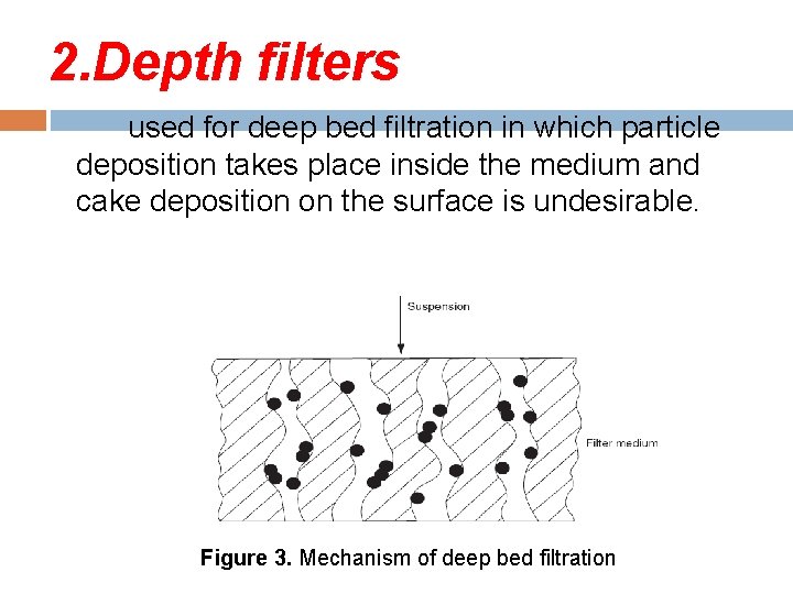 2. Depth filters used for deep bed filtration in which particle deposition takes place