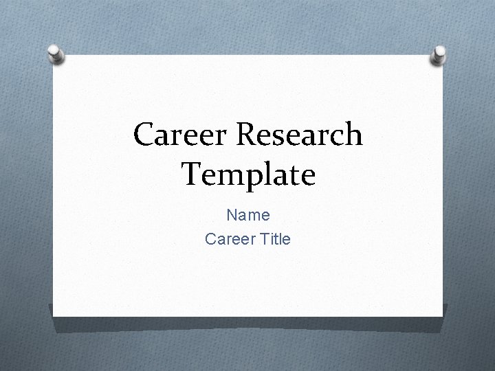 Career Research Template Name Career Title 