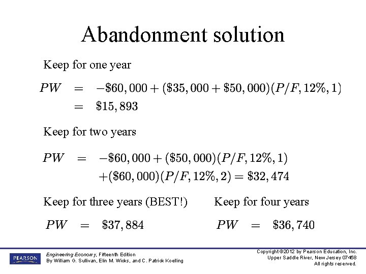 Abandonment solution Keep for one year Keep for two years Keep for three years