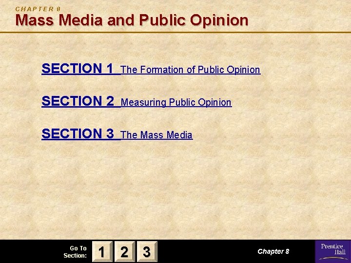 CHAPTER 8 Mass Media and Public Opinion SECTION 1 The Formation of Public Opinion