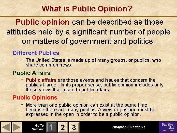 What is Public Opinion? Public opinion can be described as those attitudes held by