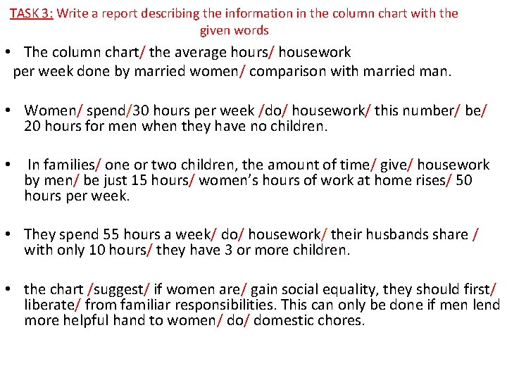 TASK 3: Write a report describing the information in the column chart with the TASK 3: Write a report describing the information in the column chart with the
