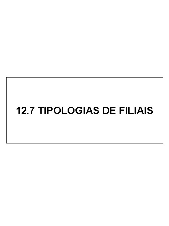 12. 7 TIPOLOGIAS DE FILIAIS 