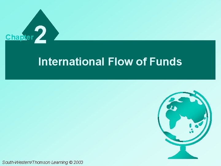 Chapter 2 International Flow of Funds South-Western/Thomson Learning © 2003 