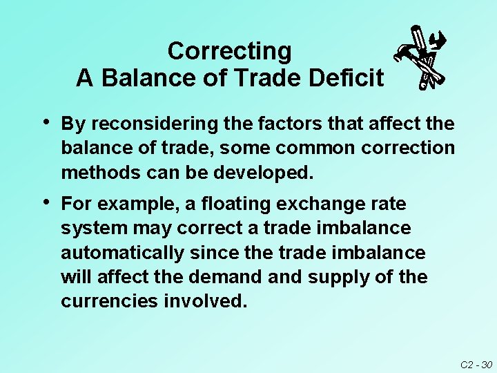 Correcting A Balance of Trade Deficit • By reconsidering the factors that affect the