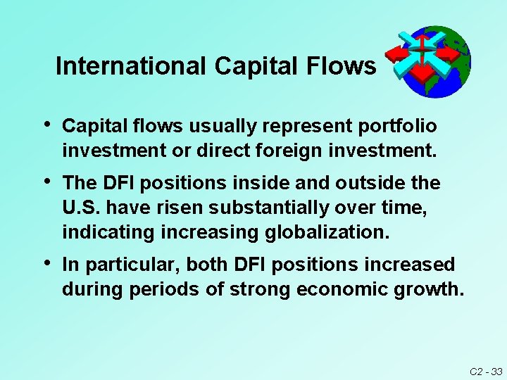 International Capital Flows • Capital flows usually represent portfolio investment or direct foreign investment.