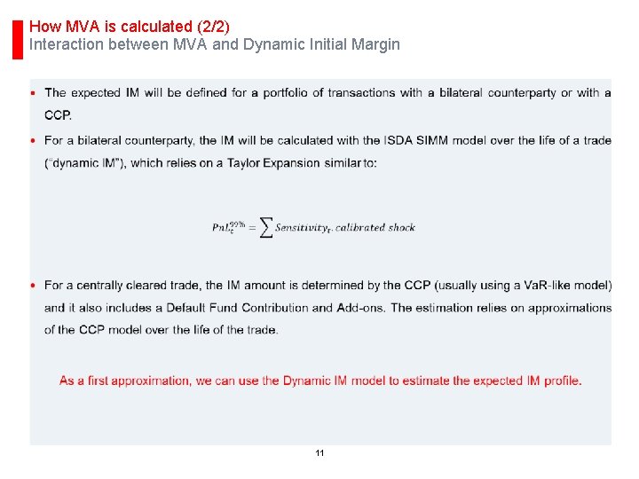 How MVA is calculated (2/2) Interaction between MVA and Dynamic Initial Margin 11 